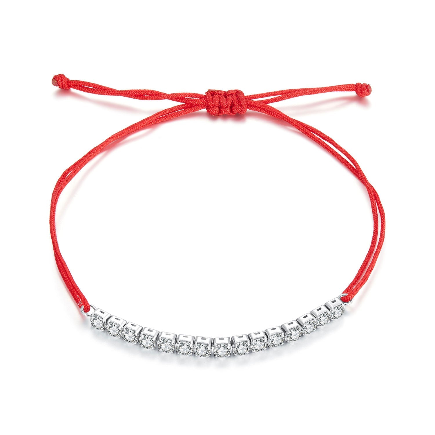 925 Sterling Silver Adjustable White Gold Plated Bracelet with CZ