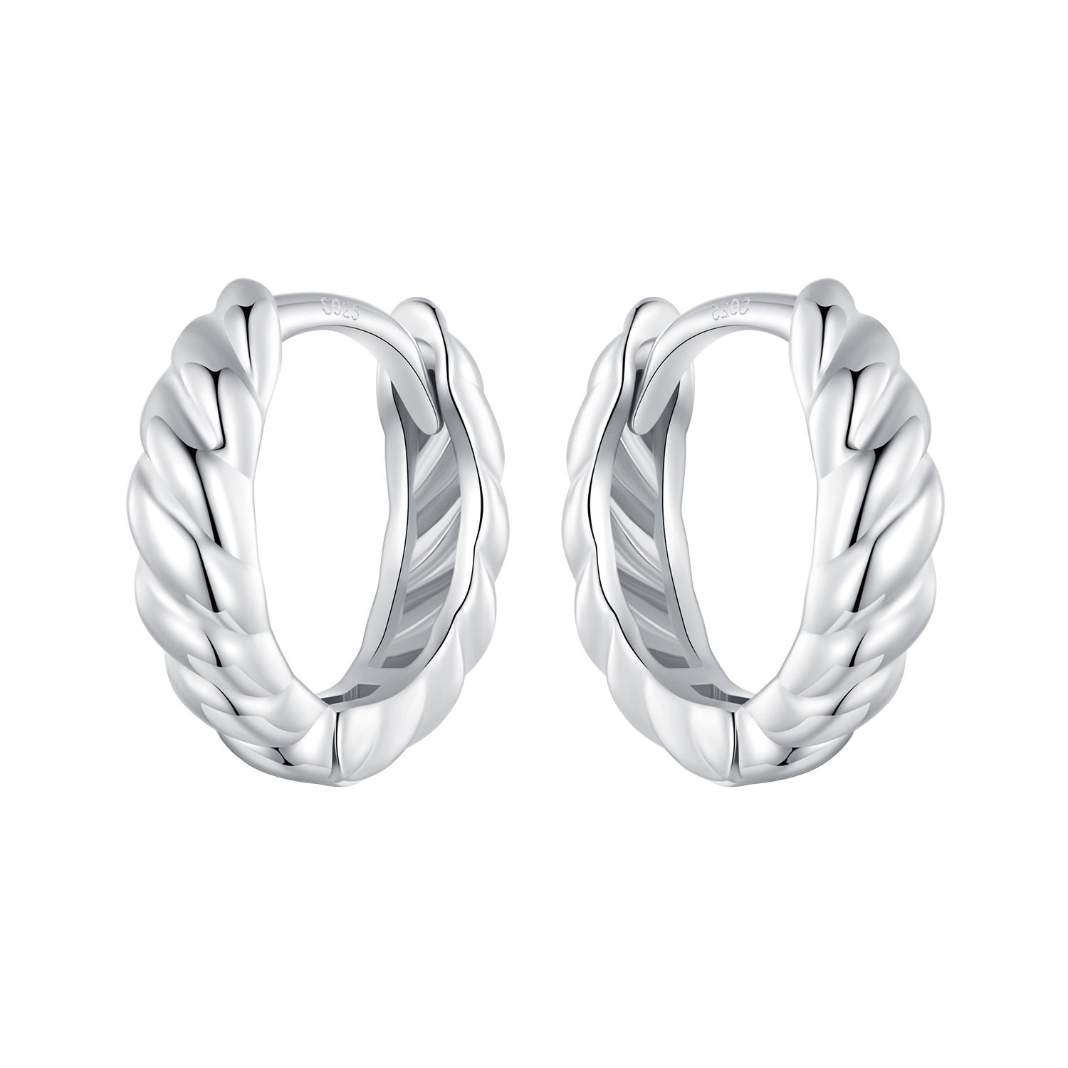925 Sterling Silver Plated White Gold Earrings for Women - Size 11*3mm