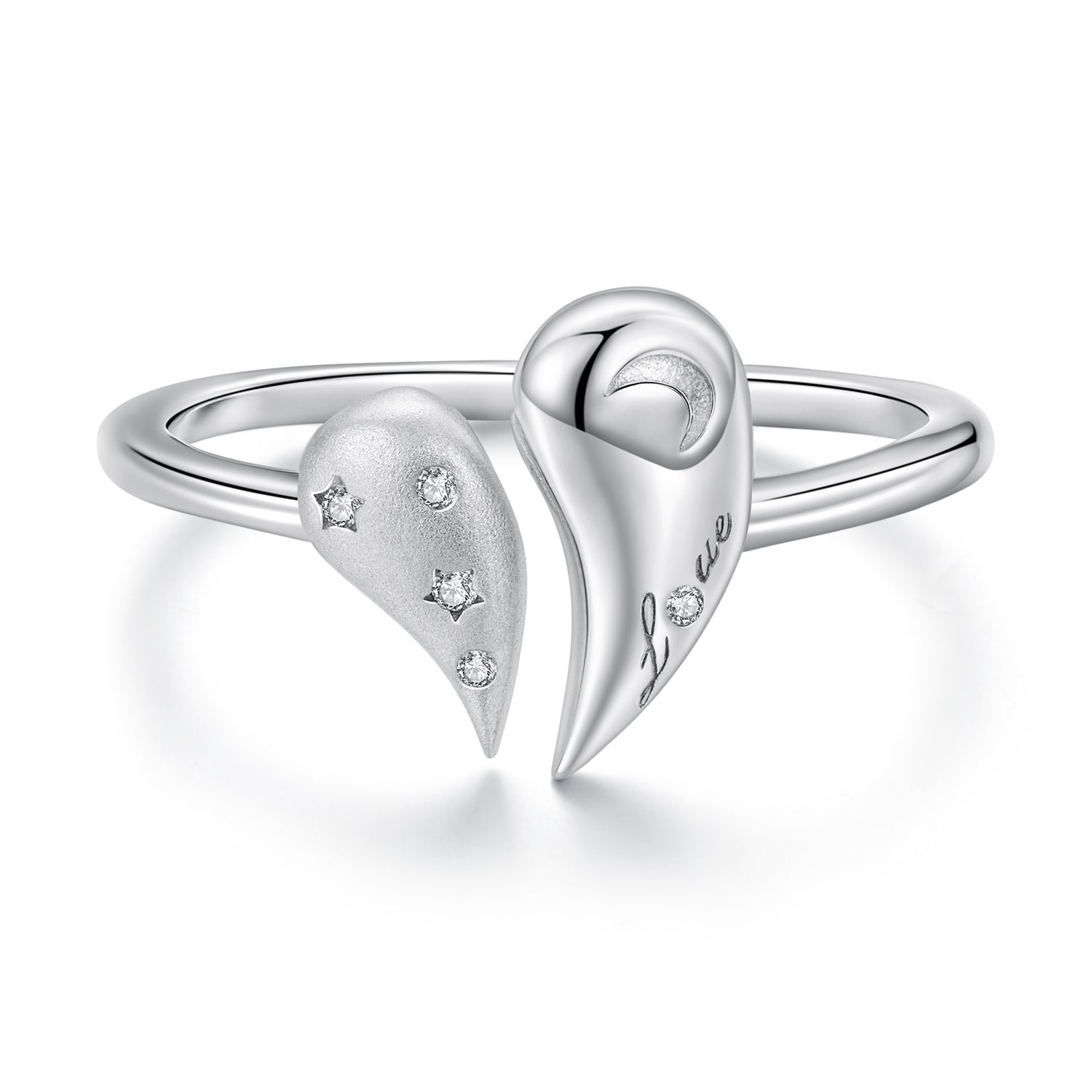 925 Sterling Silver 1.1cm White Gold Plated CZ Pendant Ring