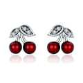 925 Sterling Silver Earrings with CZ & Enamel, 0.9x0.8cm, for Women