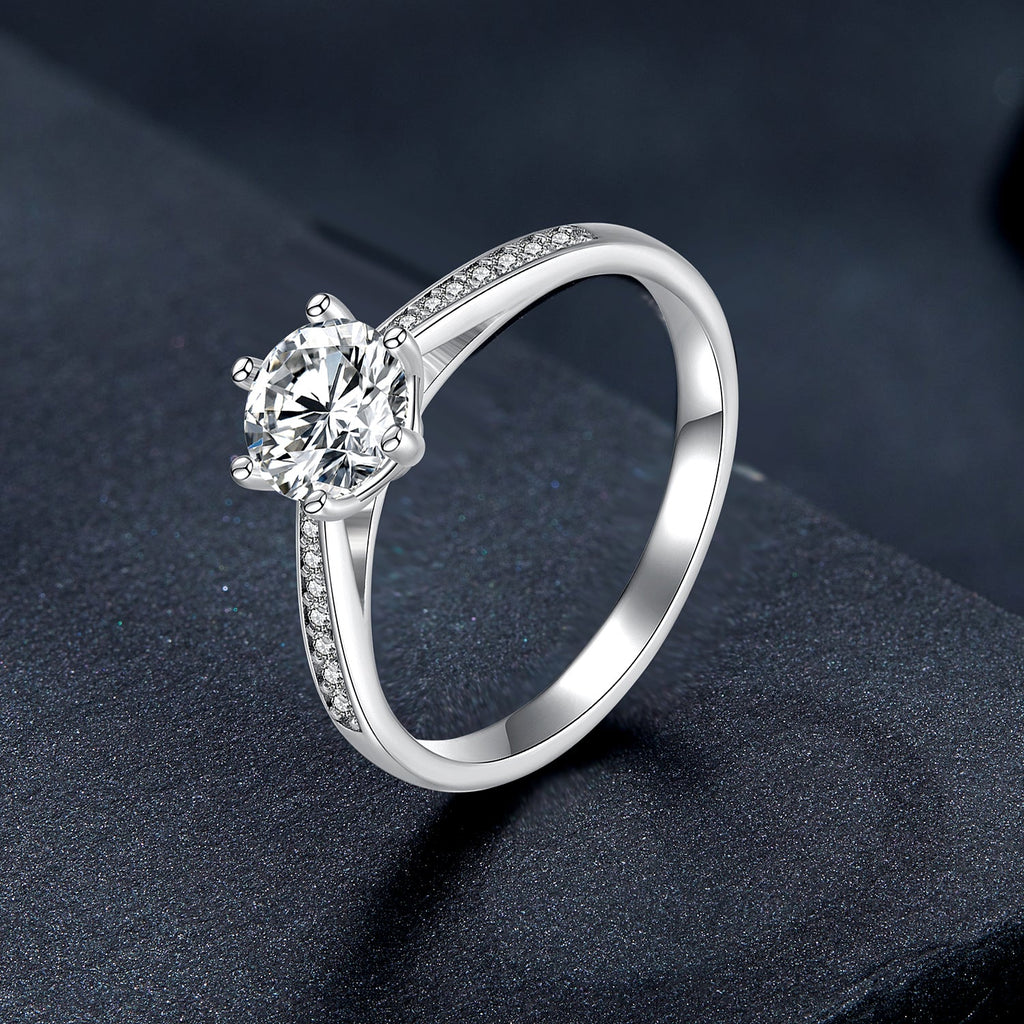 925 Sterling Silver Moissanite & CZ Ring Size 6 for Women