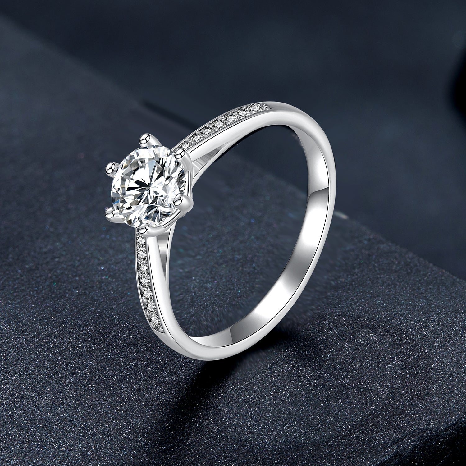 925 Sterling Silver Moissanite & CZ Ring Size 6 for Women
