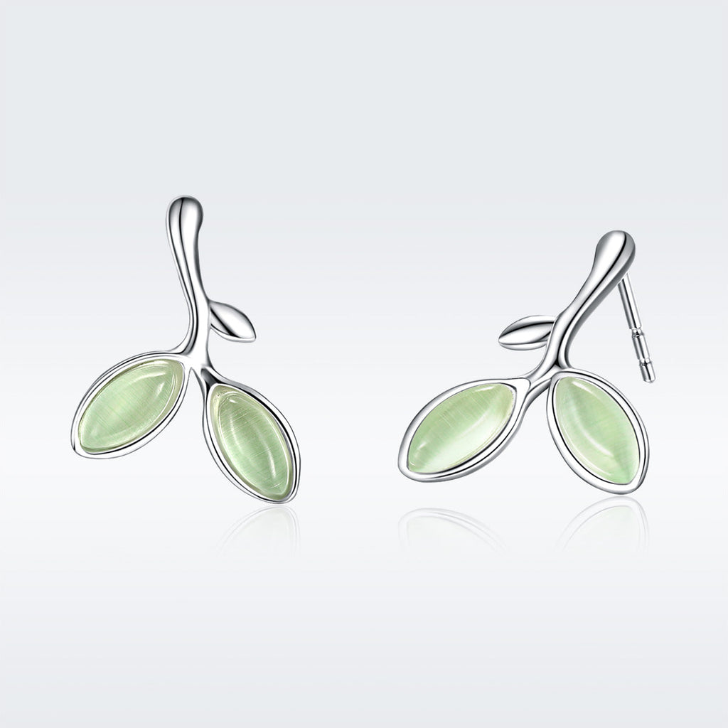 925 Sterling Silver Earrings with Synthetic Opal 1.5*1.3cm