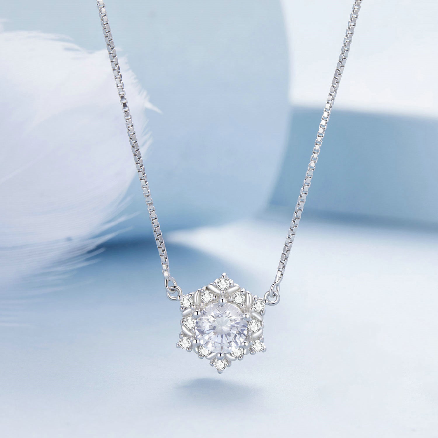 925 Sterling Silver Necklace with Pavé Setting CZ - Length 400+50mm - Women