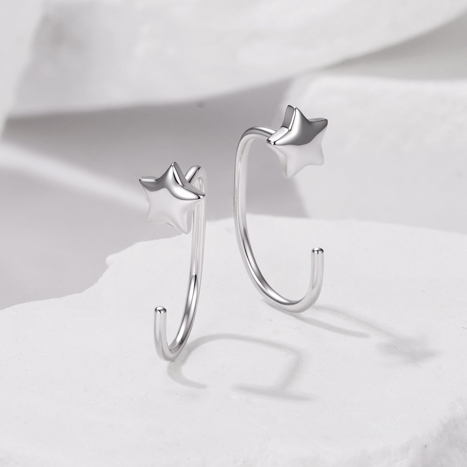 925 Sterling Silver Brass Earrings with White Gold Plating 1.4cm for Women