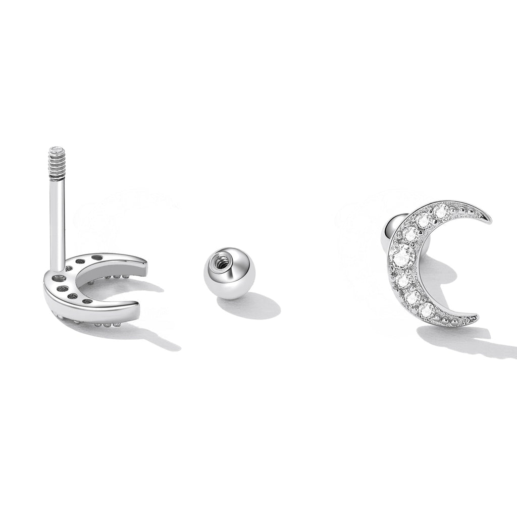 925 Sterling Silver Earrings with Pavé Setting CZ, 0.8*0.6cm for Women
