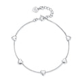 925 Sterling Silver Plated White Gold 17+3.5cm Heart-Shaped Bracelet for Women