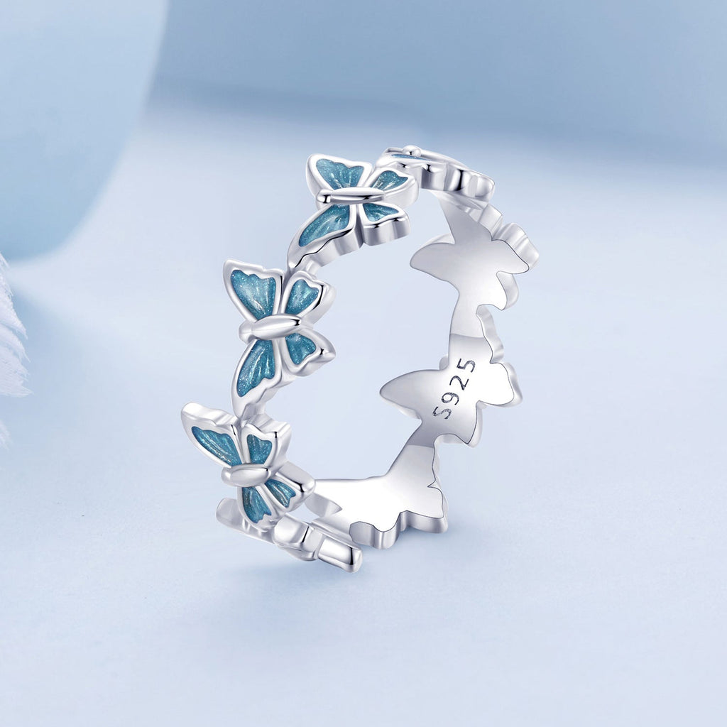 925 Sterling Silver Enamel Ring Size 6 for Women