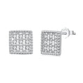 925 Sterling Silver 0.8cm Pavé Setting CZ White Gold Plated Earrings for Women