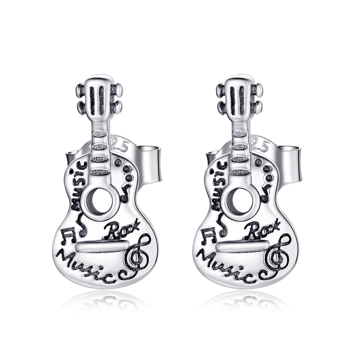 925 Sterling Silver & Oxidized Silver Earrings for Women - 1.3*0.6cm