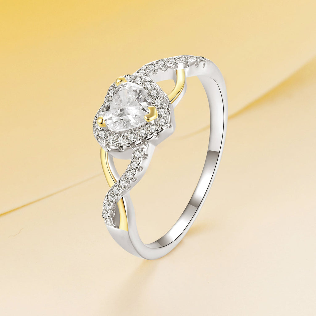 925 Sterling Silver & White Gold Plated 1.7mm CZ Ring Size 7.0 for Women