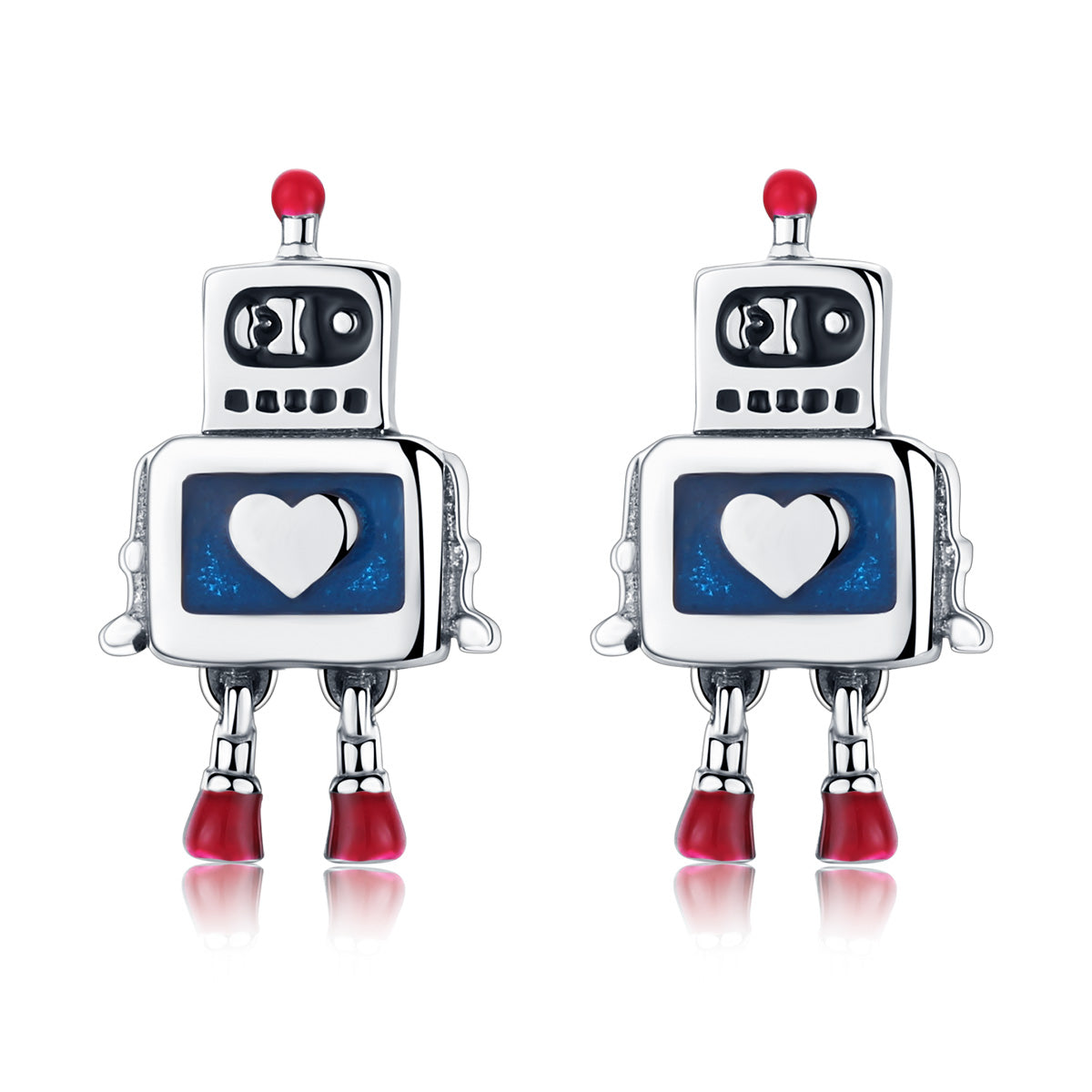 925 Sterling Silver 1.3cm Oxidized Enamel Earrings for Women