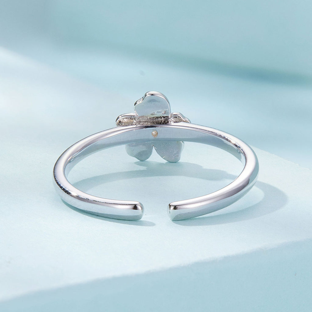 S925 Sterling Silver Enamel Plated Platinum Ring