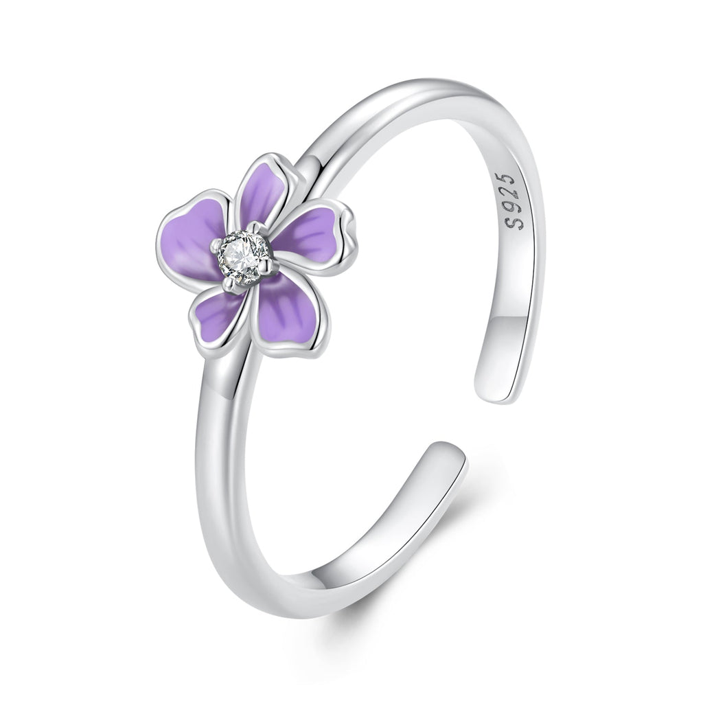 S925 Sterling Silver Enamel Plated Platinum Ring