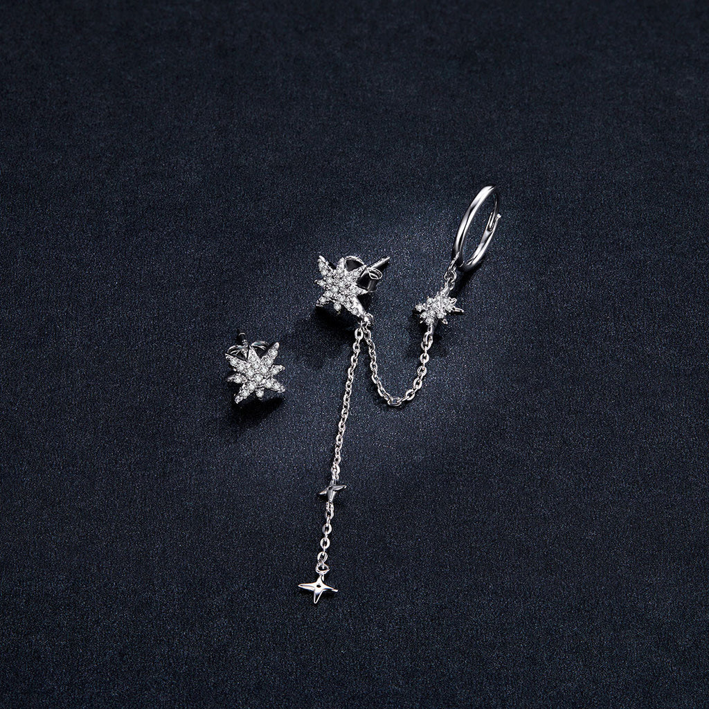 S925 Sterling Silver Earrings with CZ in Pavé Setting, 5.9cm Length, 1cm Size for Women