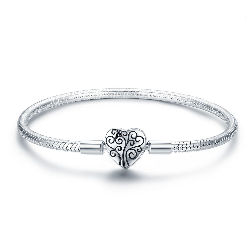 SCB 925 Sterling Silver Bracelet in Classic Style, Size 17.0 for Women