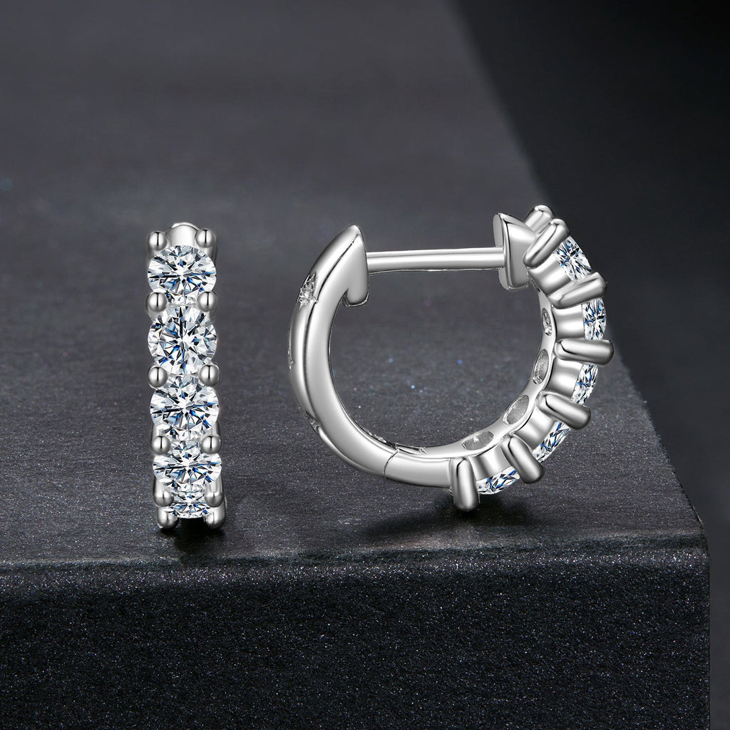 925 Sterling Silver Moissanite Earrings 1.3cm for Women