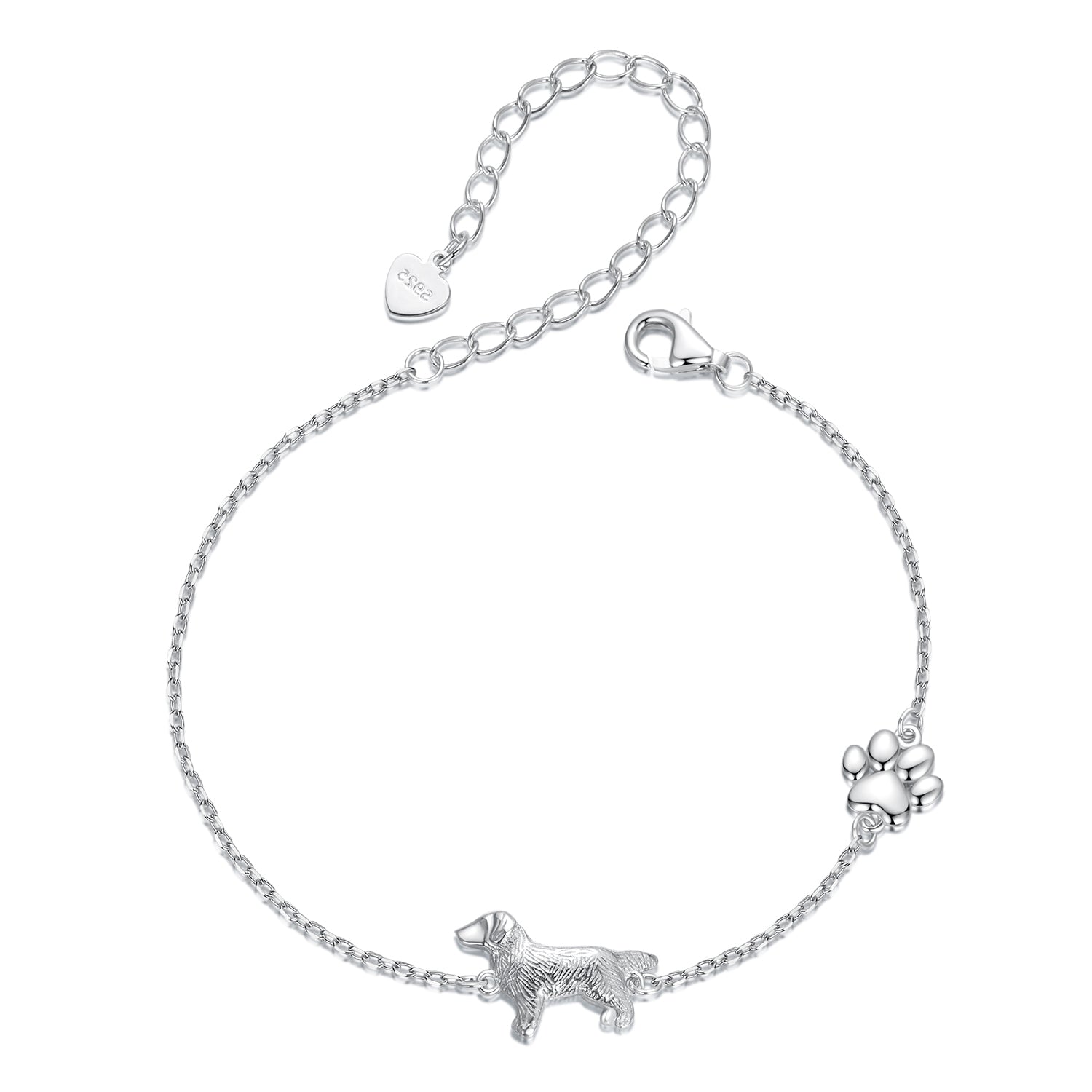 925 Sterling Silver & Plated White Gold Bracelet 15+6cm for Women