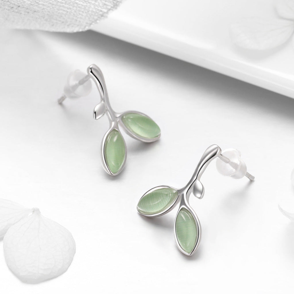 925 Sterling Silver Earrings with Synthetic Opal 1.5*1.3cm