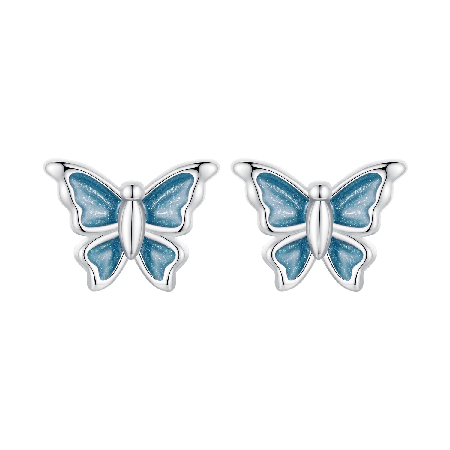S925 Sterling Silver Earrings with Enamel Process, 6*8mm, Plated Platinum for Women
