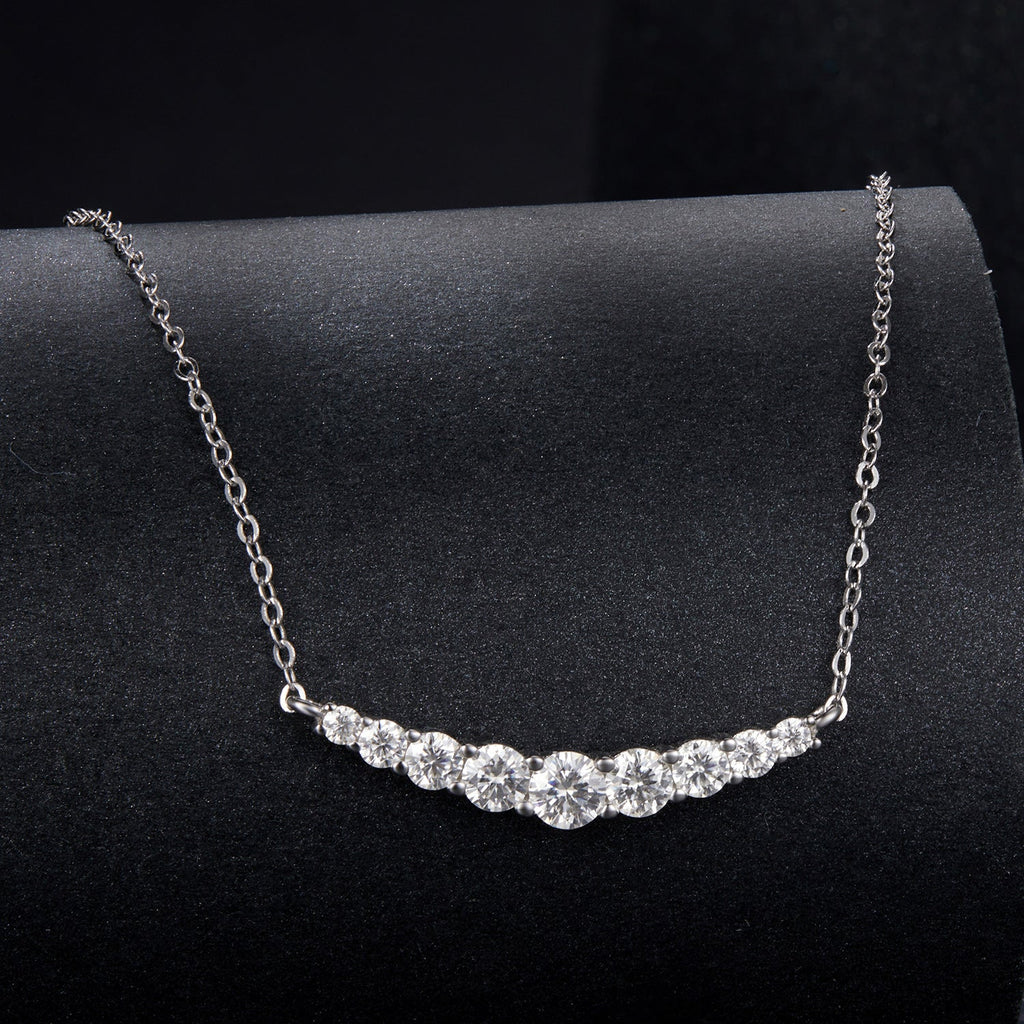 925 Sterling Silver 38+5cm White Gold Plated Moissanite Necklace for Women