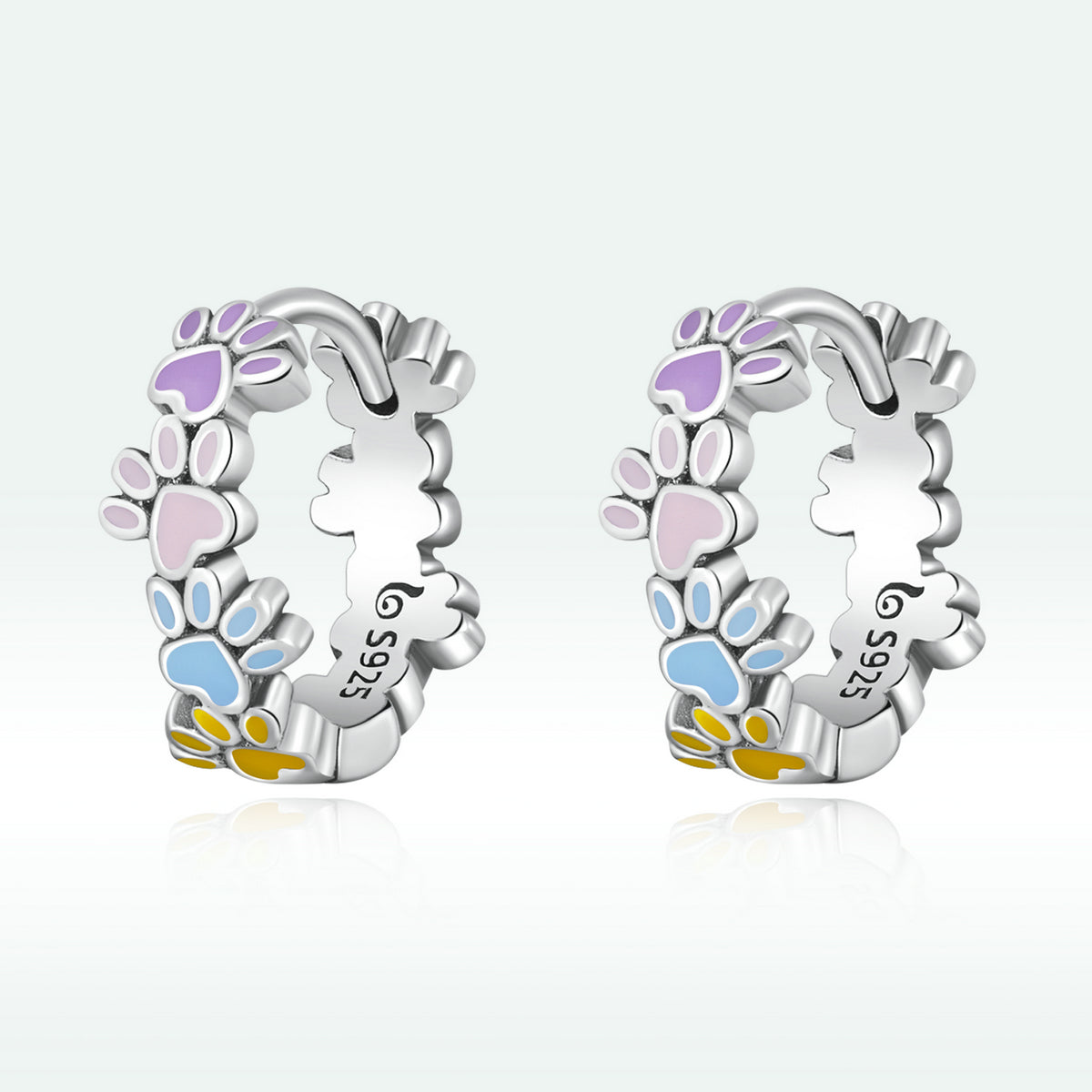 925 Sterling Silver Enamel Oxidized Silver Earrings