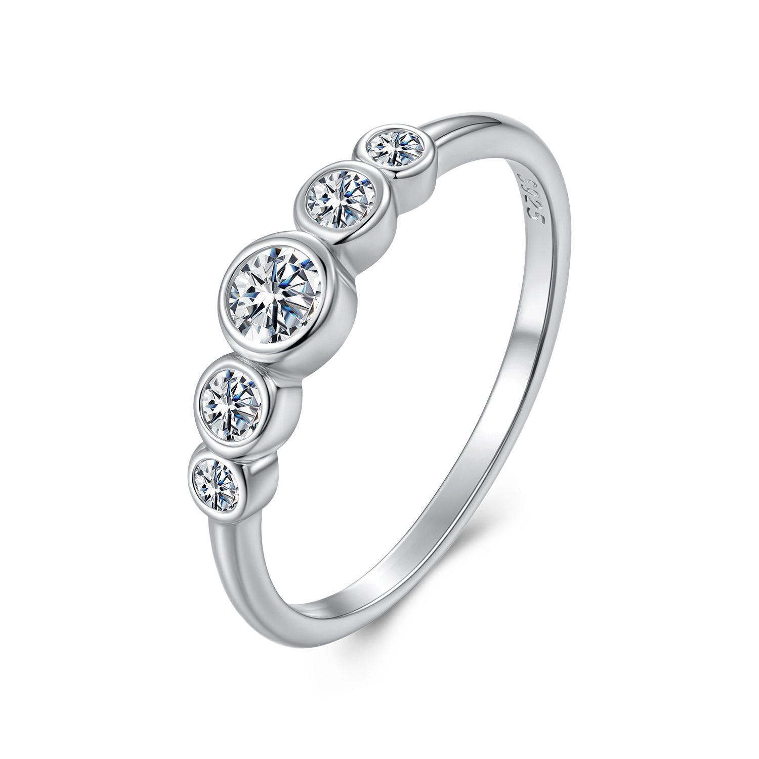 925 Sterling Silver Moissanite Ring Size 6, 0.20ct, Plated White Gold for Women