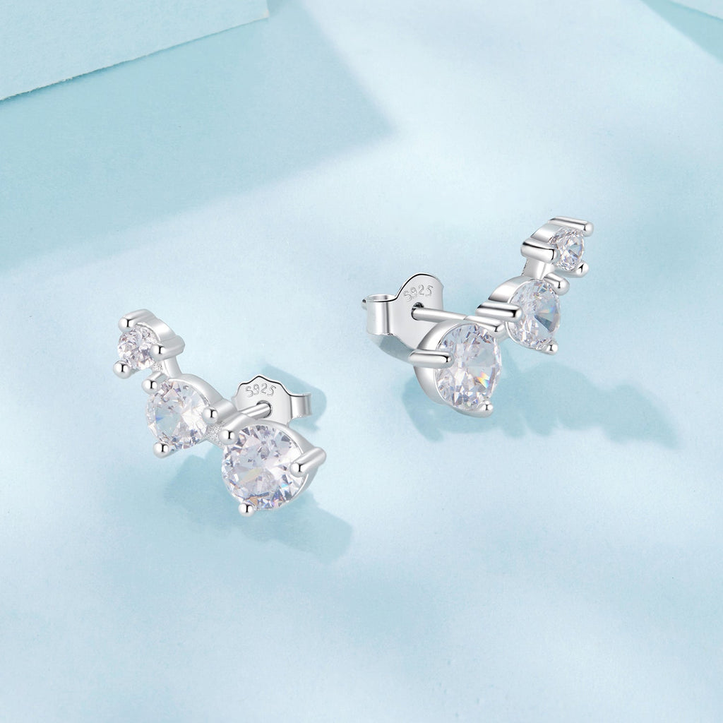 925 Sterling Silver Earrings with Pavé Setting CZ | Size 0.6*1.45cm for Women