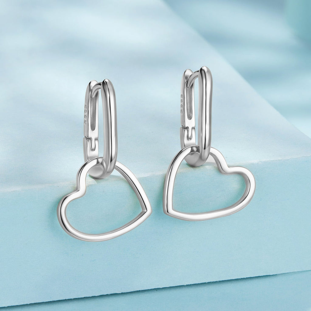 925 Sterling Silver Earrings with Love Pendant for Women