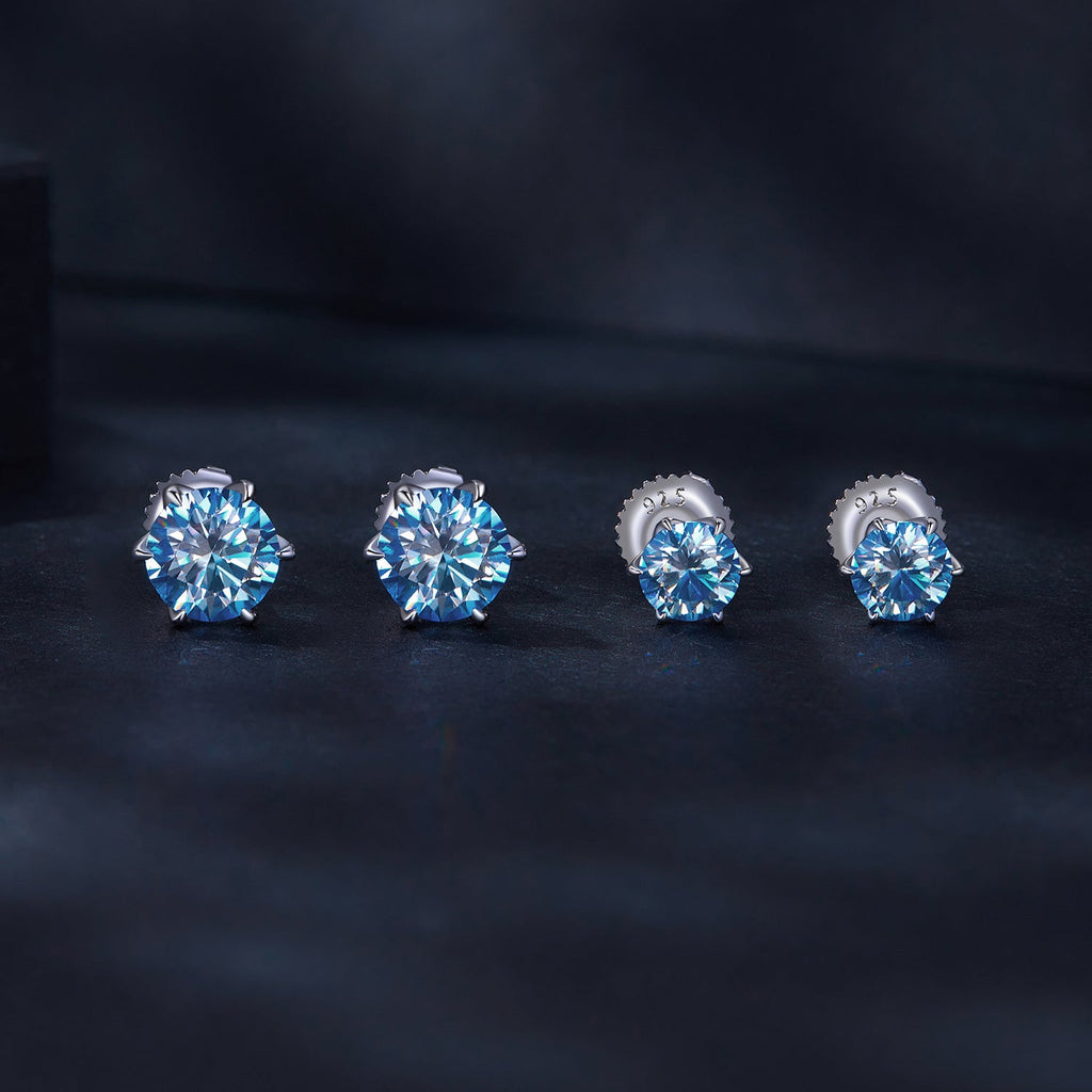 925 Sterling Silver Moissanite 1.00 Carat Earrings Size 7.0mm for Women