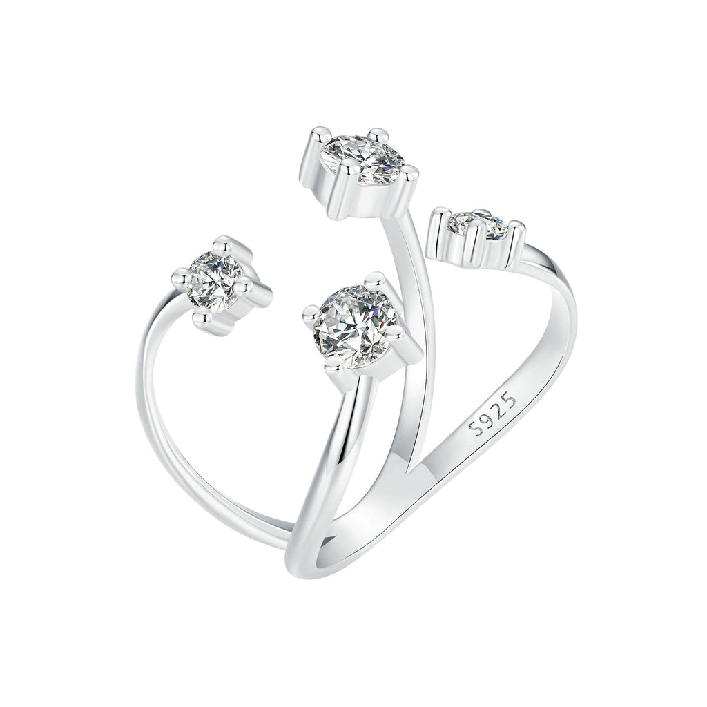 925 Sterling Silver White Gold Plated Pavé Set CZ Ring 2.5-13.5mm for Women