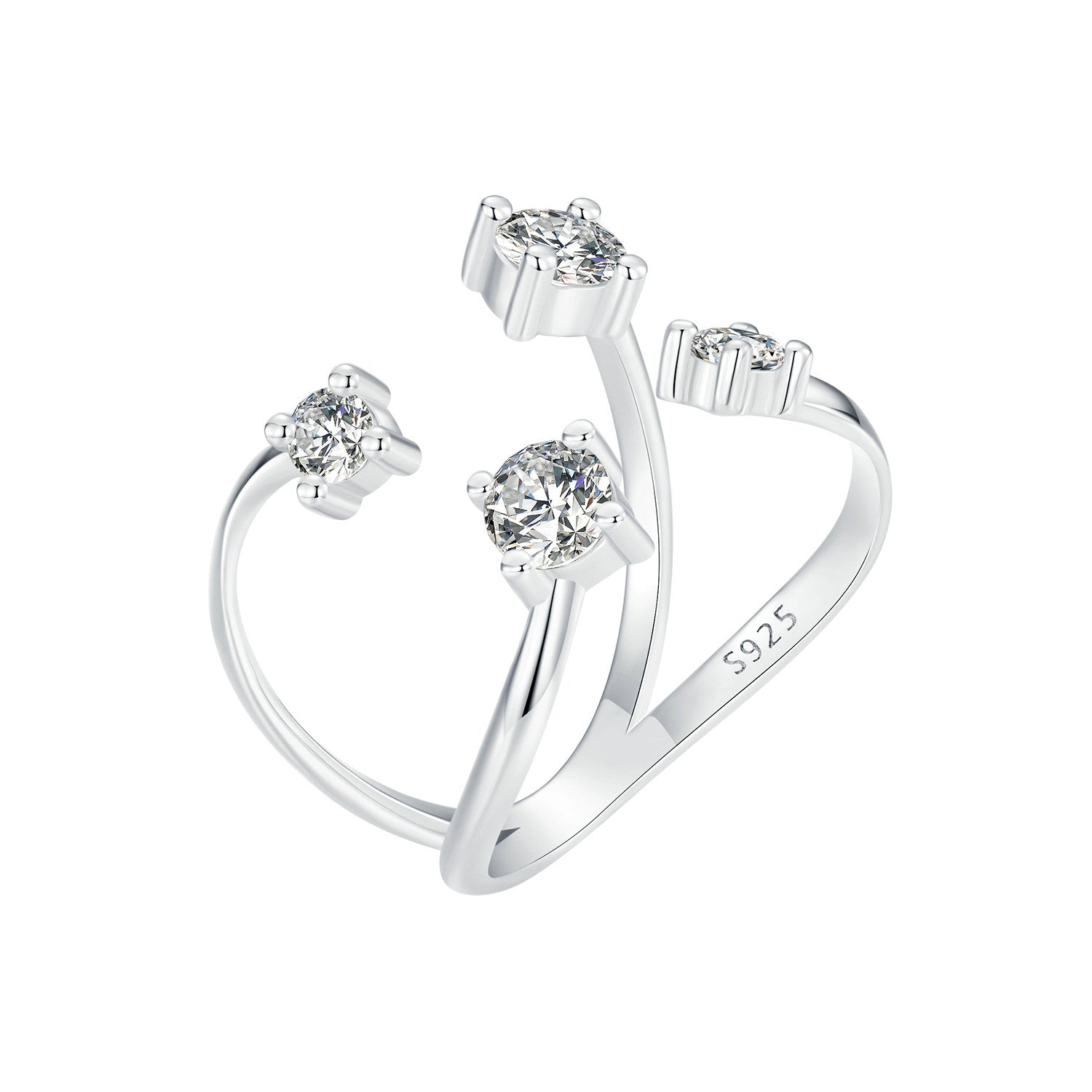 925 Sterling Silver White Gold Plated Pavé Set CZ Ring 2.5-13.5mm for Women