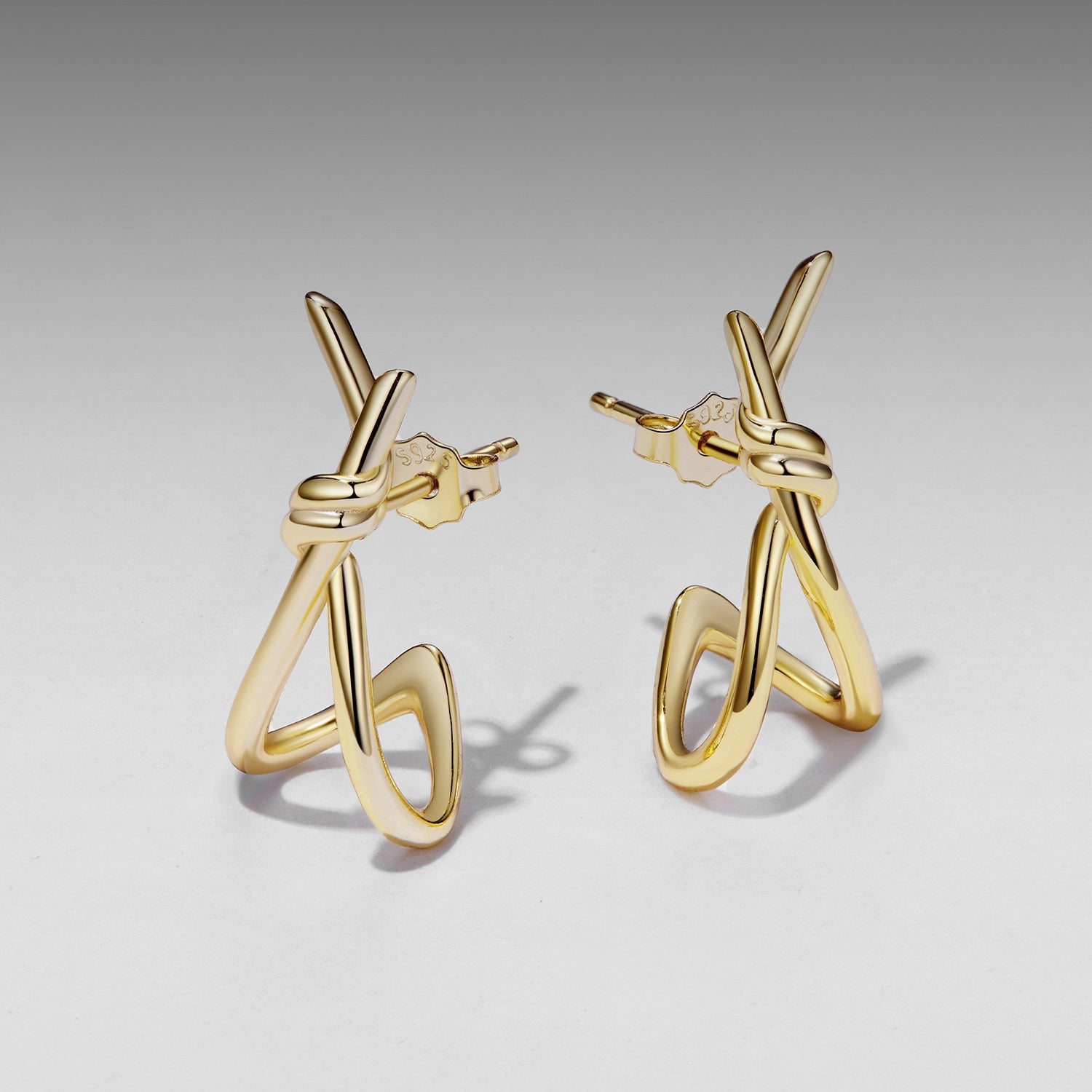 925 Sterling Silver Earrings for Women - Size 2.0*0.8 cm - Plated White Gold