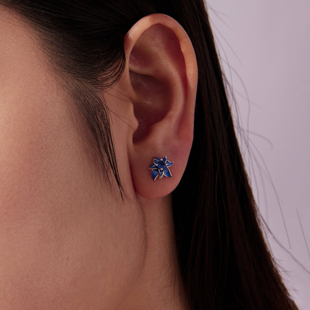 925 Sterling Silver Earrings with Enamel Process and Pavé Setting CZ