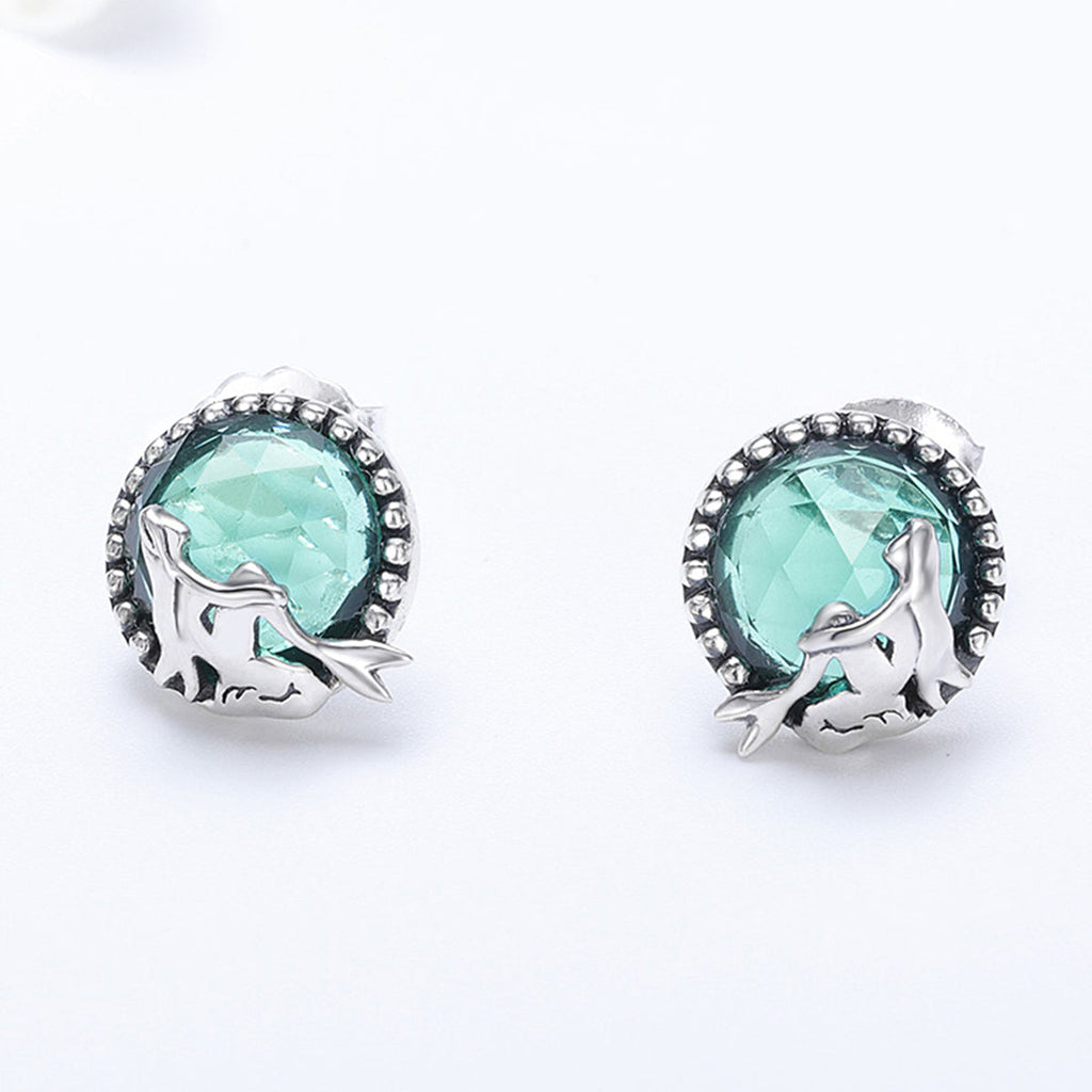 S925 Oxidized Silver Transparent Glass Earrings for Women