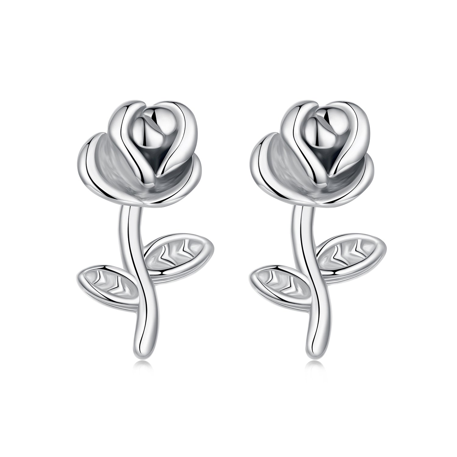 925 Sterling Silver Earrings plated with White Gold, 0.9*0.5cm for Women