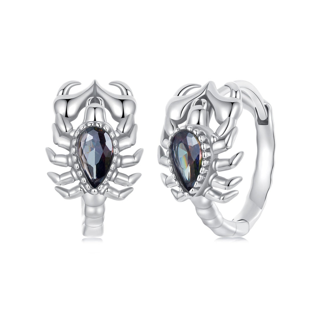925 Sterling Silver Earrings with Transparent Glass - 13*8mm for Women