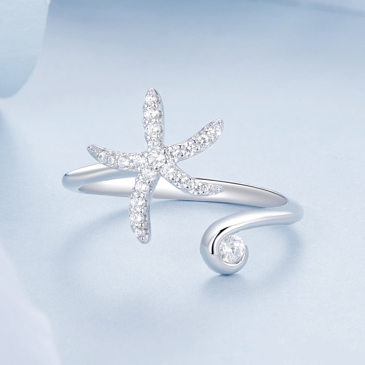 925 Sterling Silver Pavé Setting White Gold Ring for Women