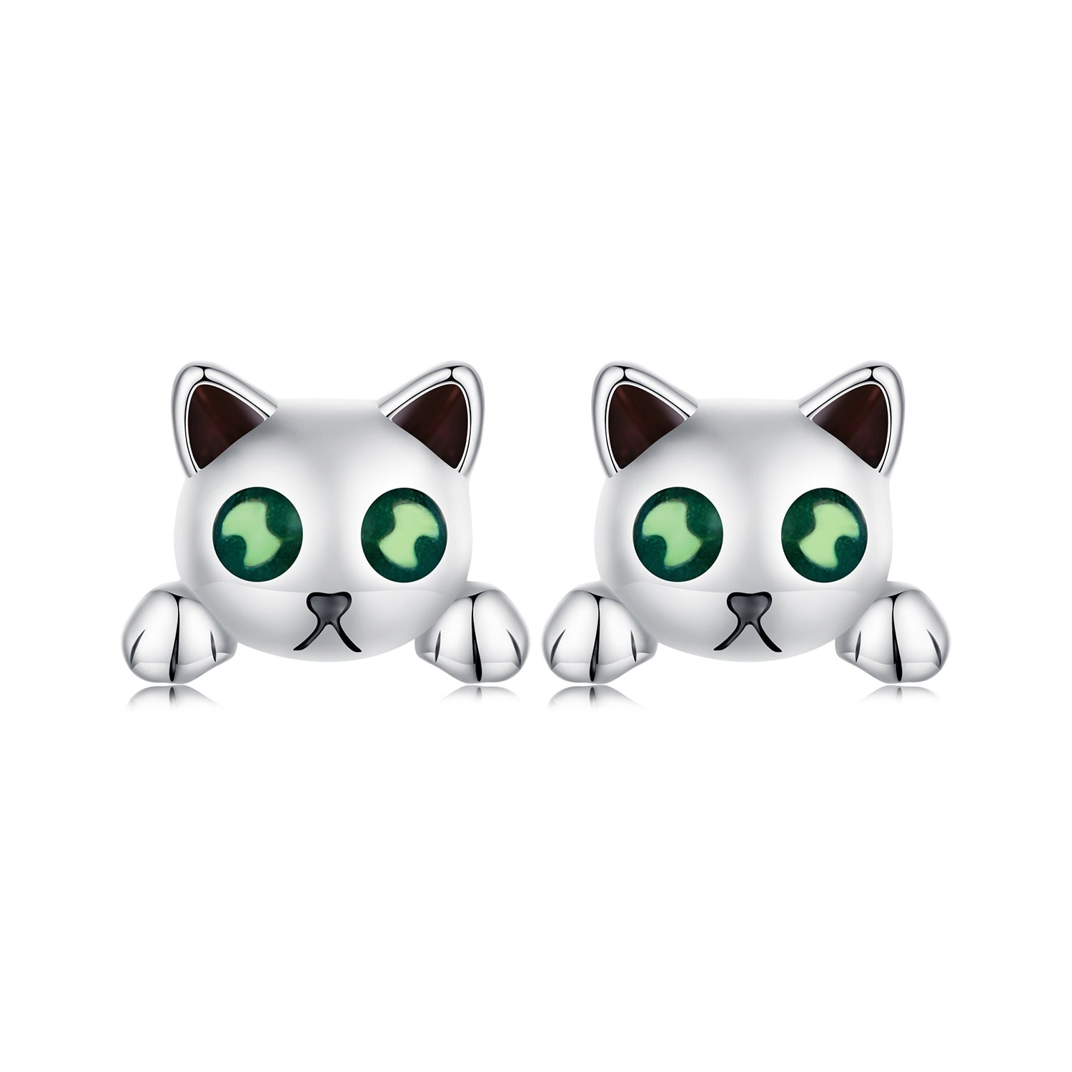 925 Sterling Silver Earrings with Enamel in Oxidized Finish