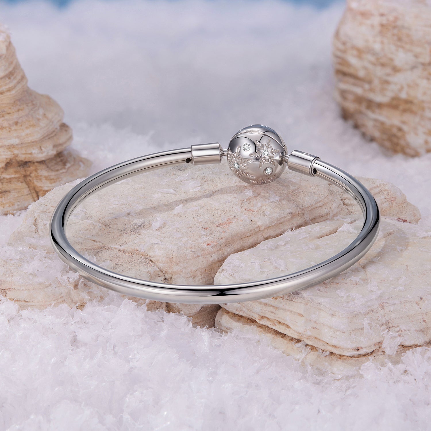 925 Sterling Silver Pavé Setting CZ Bracelet with White Gold Plating for Women - Size 17.0