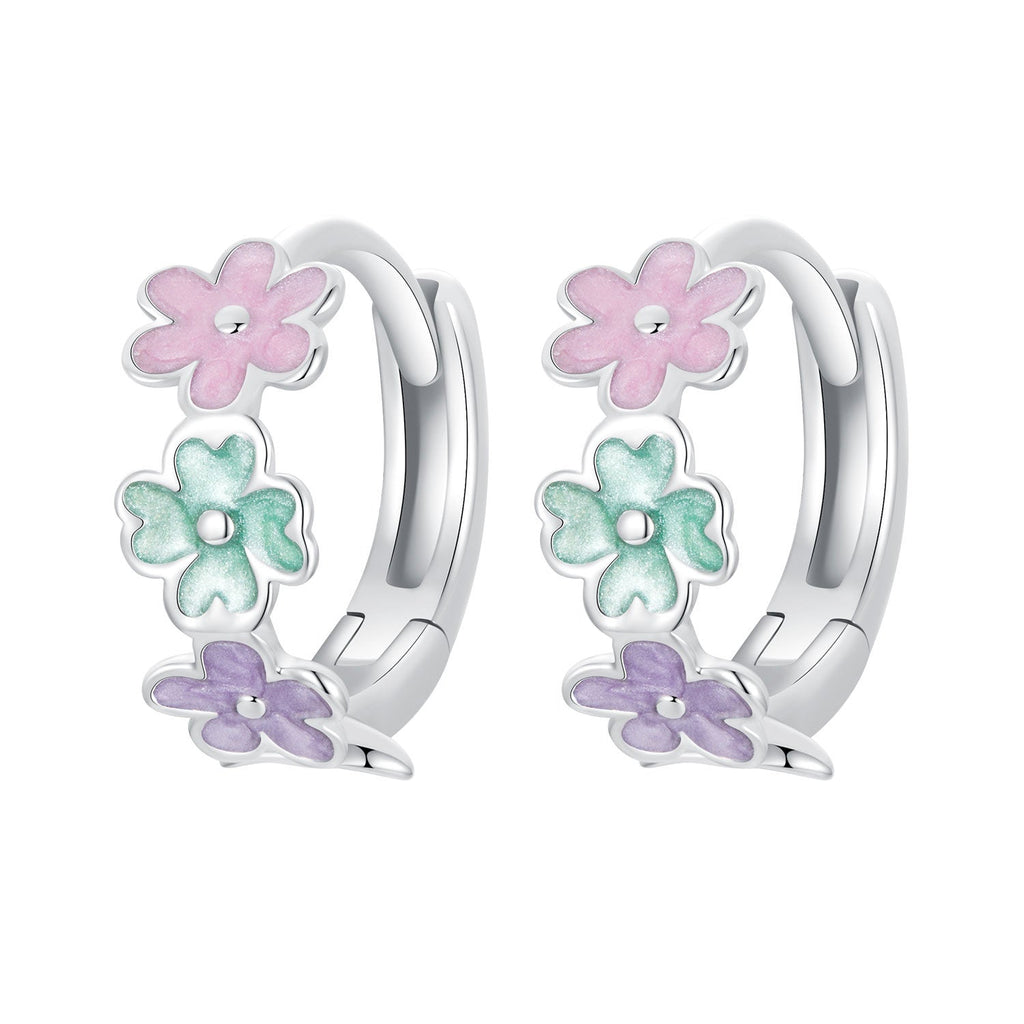 925 Sterling Silver Enamel White Gold Plated Earrings for Women