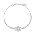 925 Sterling Silver Adjustable Bracelet with Pavé Setting CZ and White Gold Plating for Women