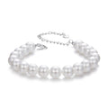 925 Sterling Silver Adjustable White Gold Plated Bracelet with Synthetic Pearl for Women