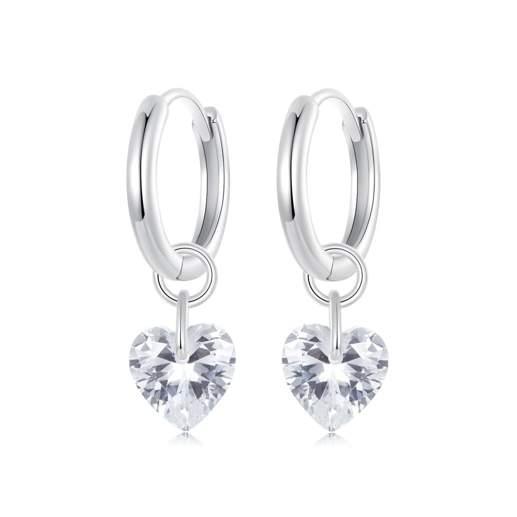 925 Sterling Silver Earrings with Pavé Setting CZ and White Gold Plating for Women
