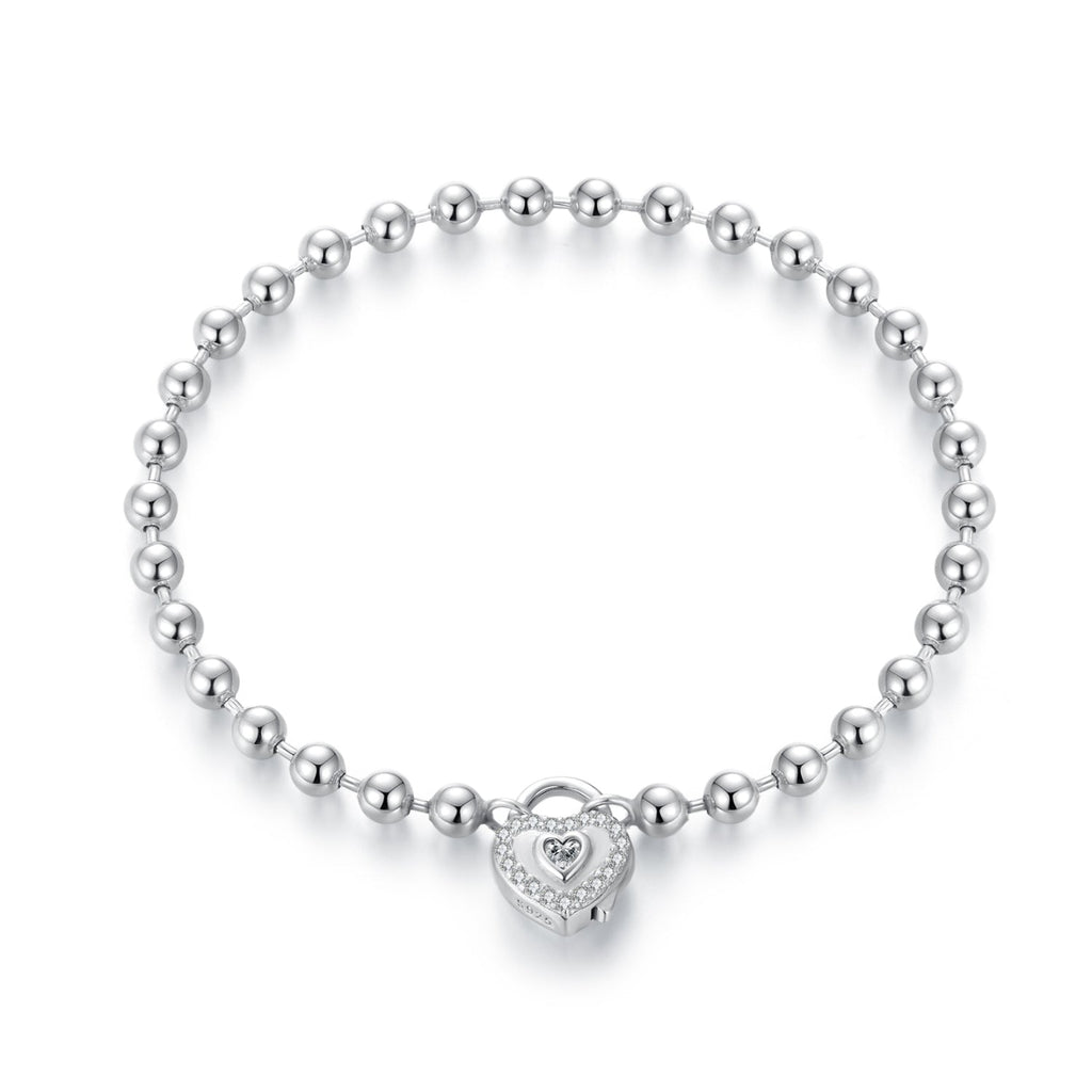 925 Sterling Silver White Gold Plated 17cm Bracelet with CZ Paved Setting for Women