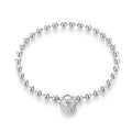 925 Sterling Silver White Gold Plated 17cm Bracelet with CZ Paved Setting for Women