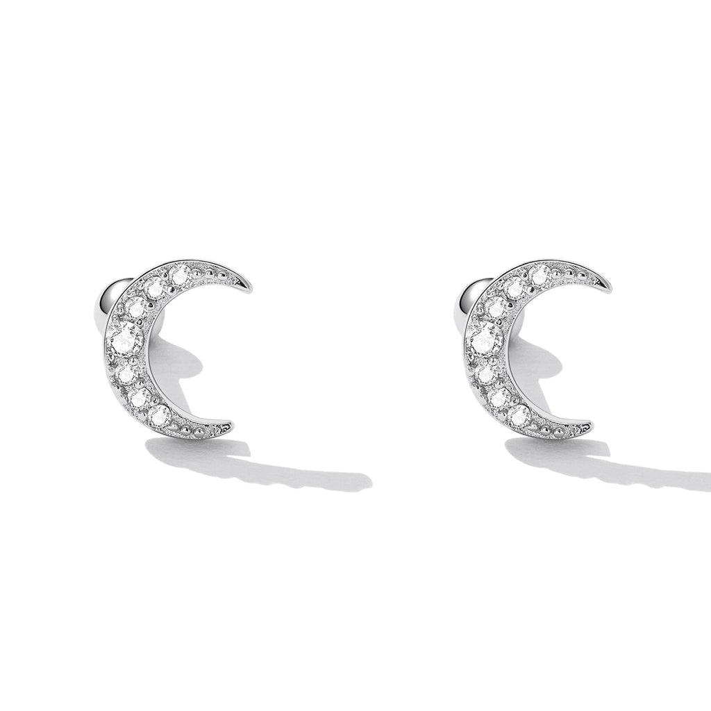 925 Sterling Silver Earrings with Pavé Setting CZ, 0.8*0.6cm for Women