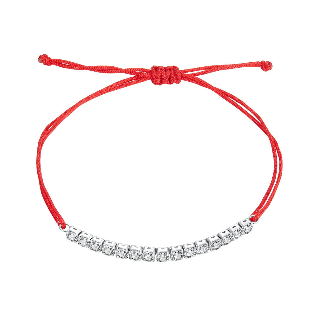 925 Sterling Silver Adjustable White Gold Plated Bracelet with CZ
