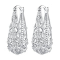 925 Sterling Silver Earrings with Pavé Set CZ, 2.5cm x 0.8cm, for Women