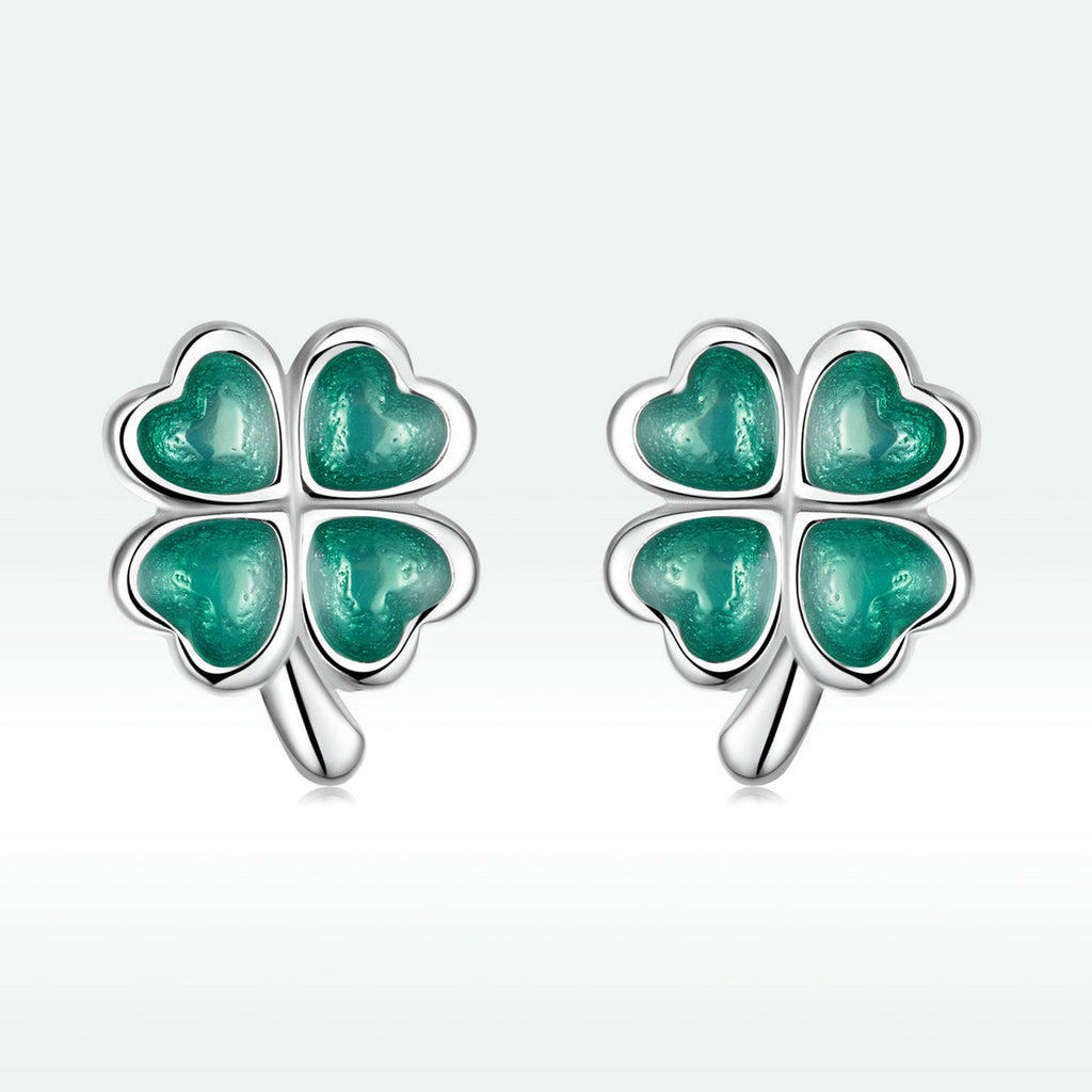 925 Sterling Silver Enamel Plated Platinum Earrings for Women